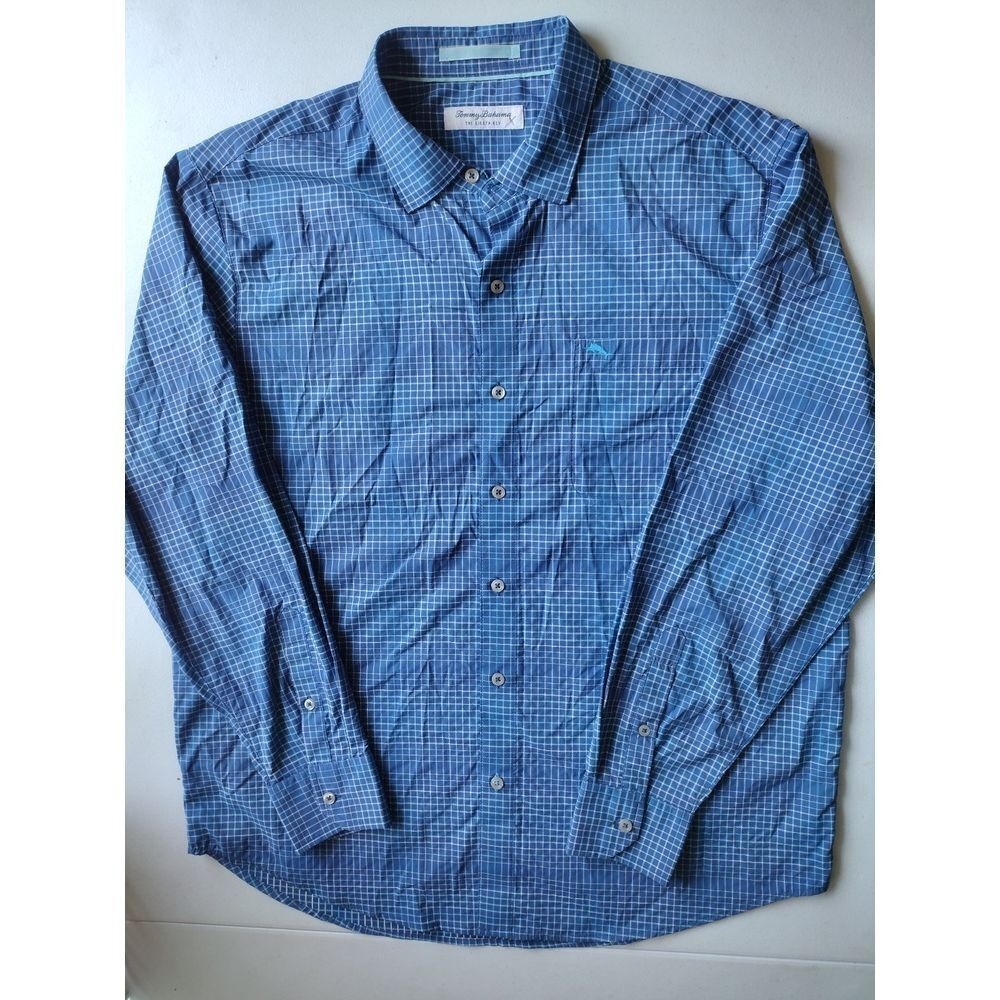 Tommy Bahama The Siesta Key Mens L/G Blue Plaid Long Sleeve Button‎ Down Shirt - Picture 2 of 10